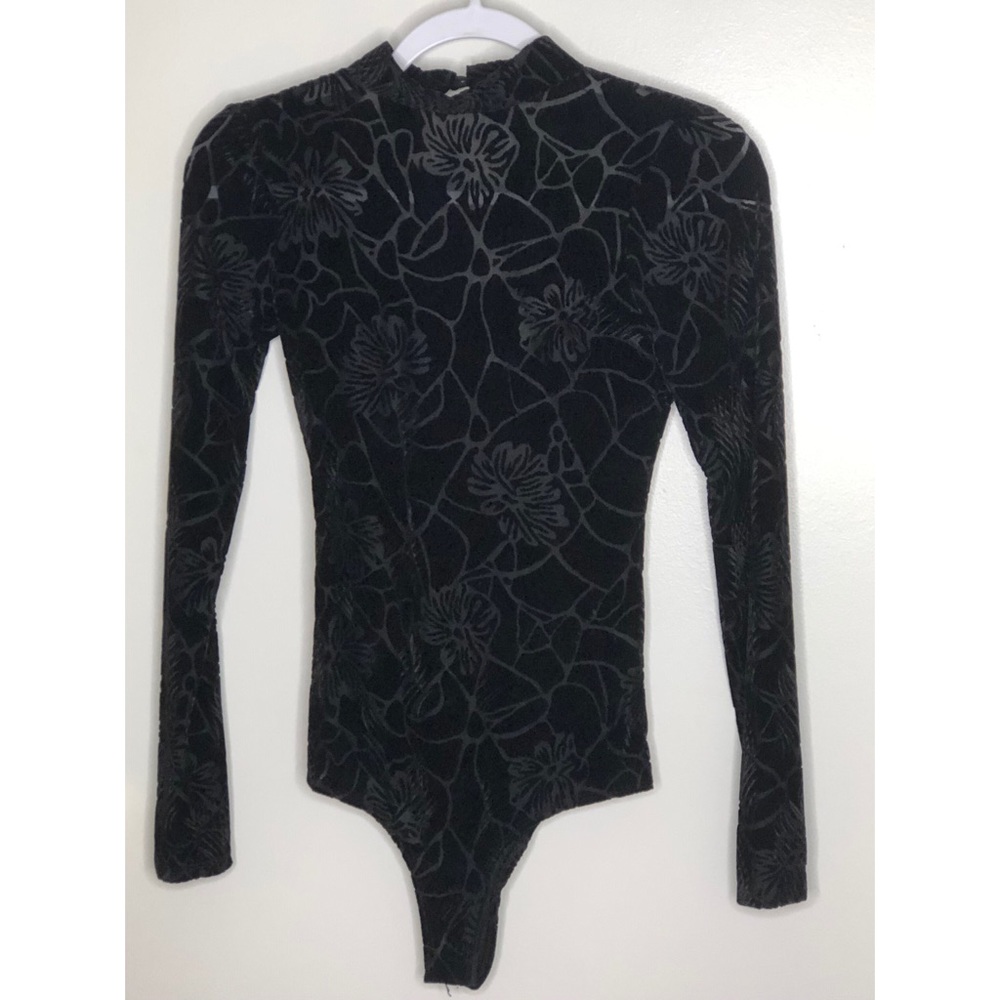 Black floral bodysuit.